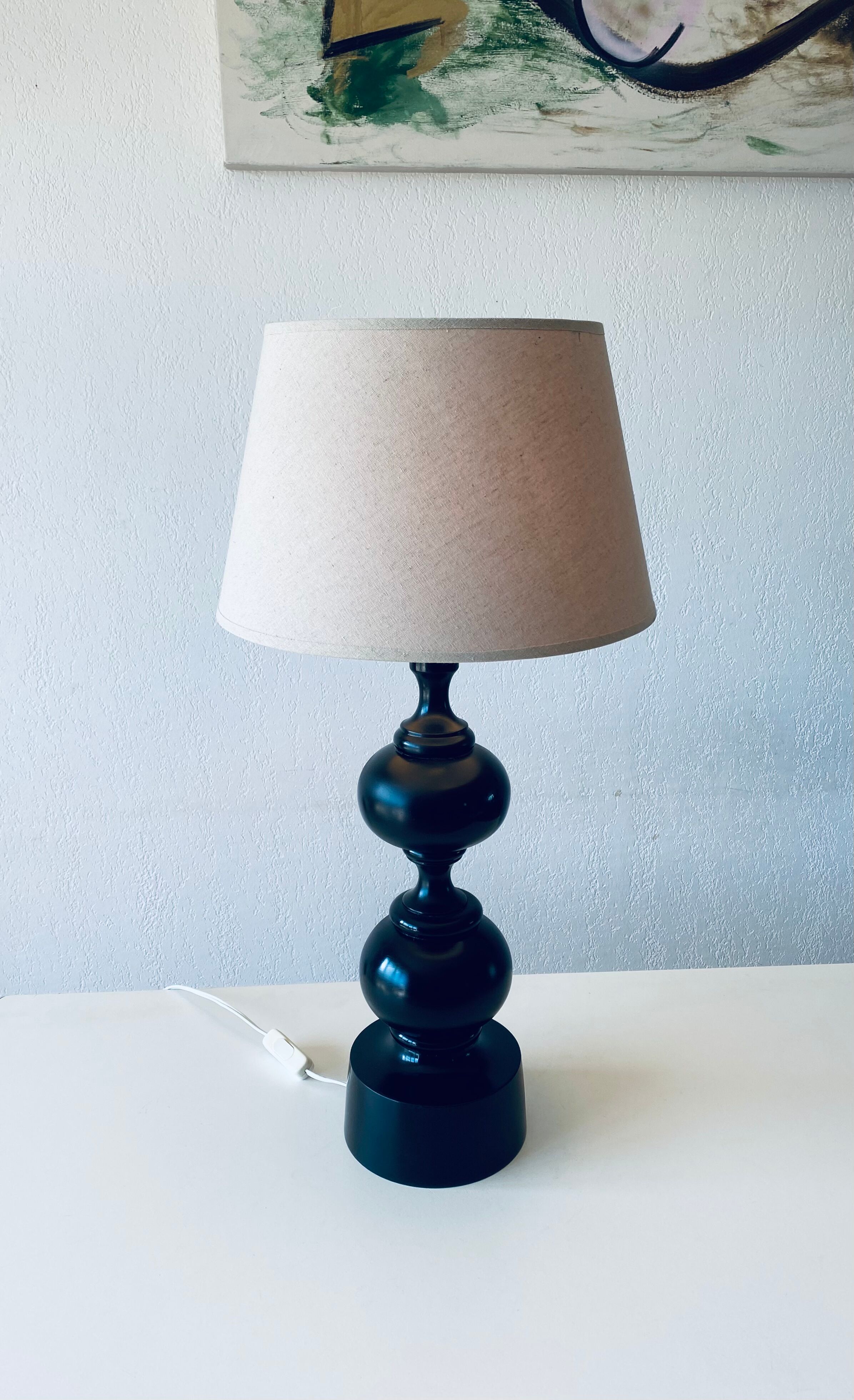Vintage turned wooden lamp