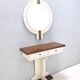Postmodern Ivory Lacquered Walnut Wall Mirror and Console Table, Italy