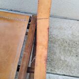 Vintage leather and wood folding chair SAFARI pair