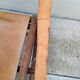 Vintage leather and wood folding chair SAFARI pair