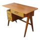 Bureau vintage années 50 pieds compas – bois clair – 100 x 50 cm