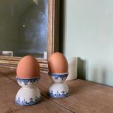 Duo of ancient diabolo shells in earthenware iron earth