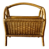 Vintage wicker and bamboo magazine rack