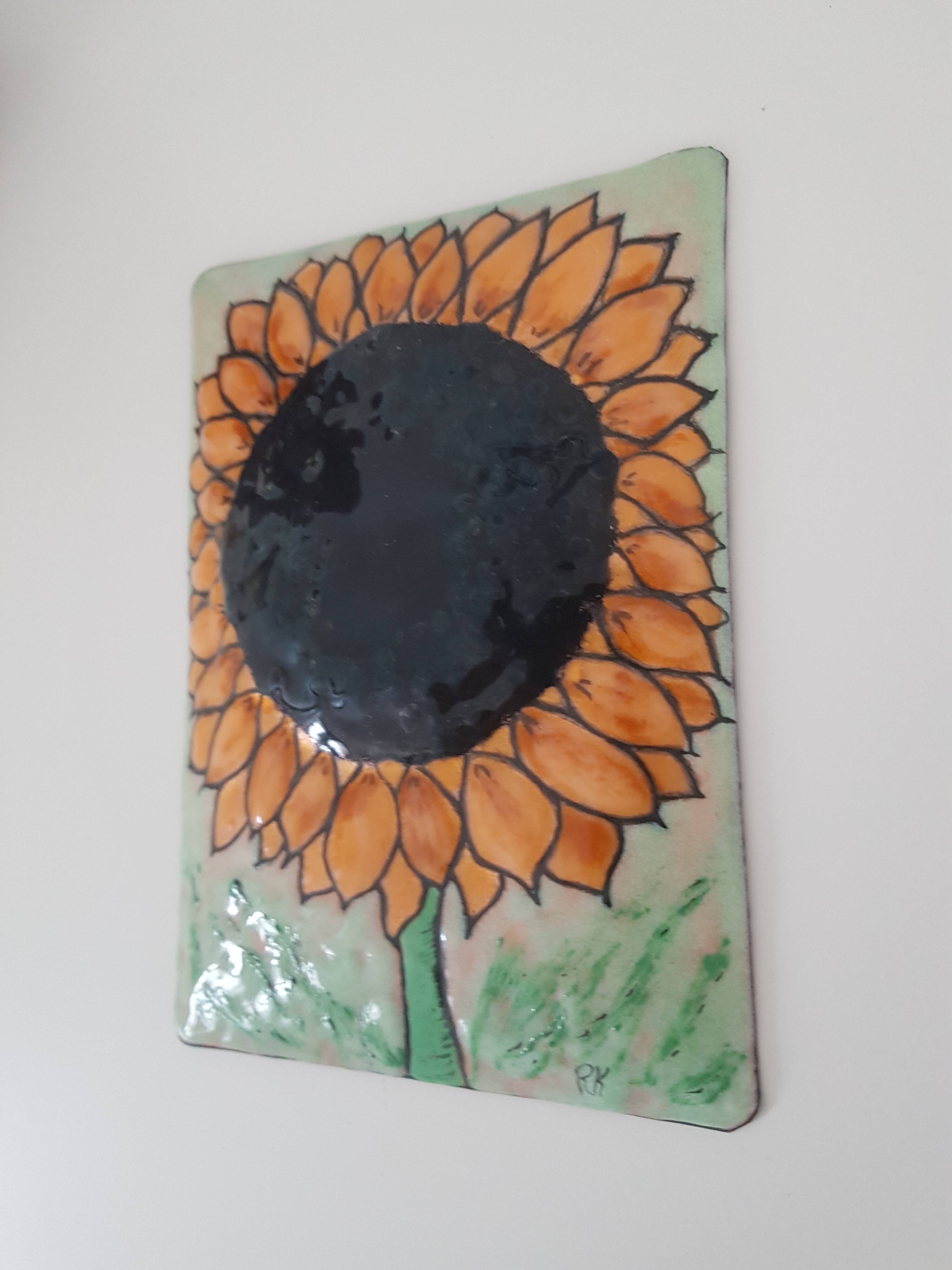 Sunflower enamel plaque