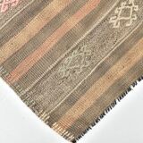 3x12 Brown Mustard Turkish Kilim Runner Rug 101x353Cm