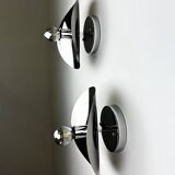Paire de lampes murales "Folio", style spatial, métal chromé, Italie, 1970