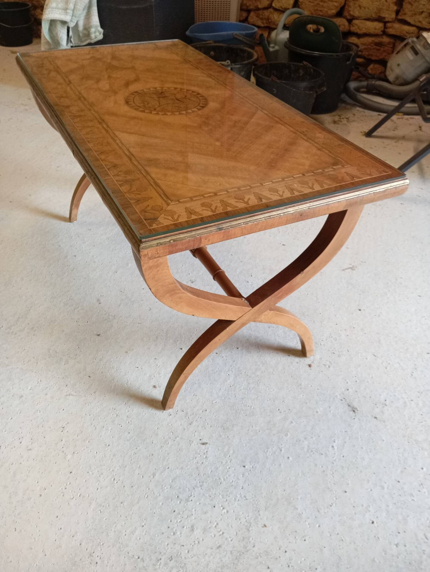Neo-Classical / Directory Style Coffee Table in Marquetry