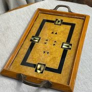 Plateau en marqueterie bois et nacre