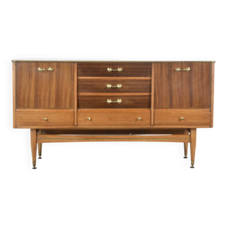 Midcentury sideboard in walnut and brass