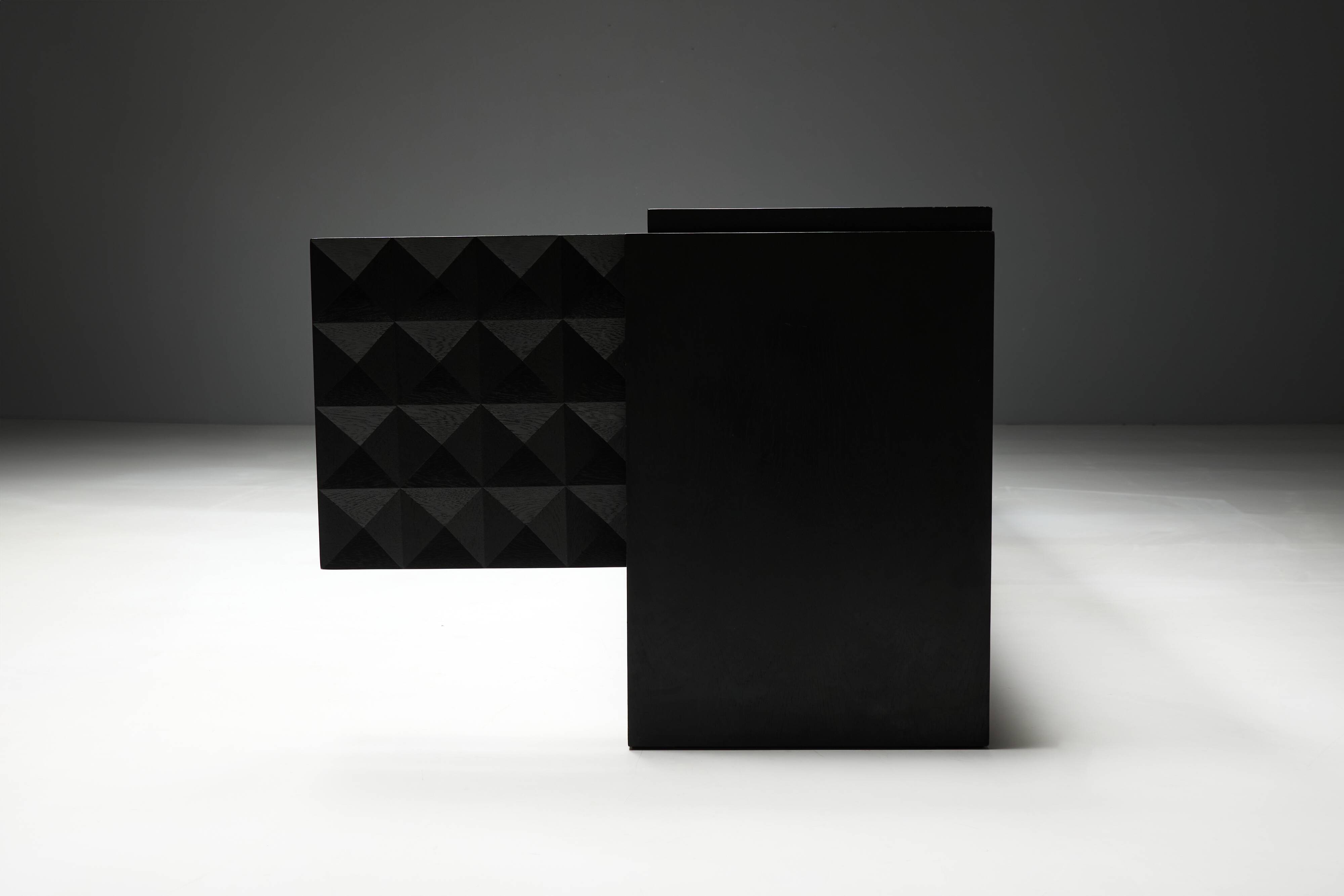 Brutalist Sideboard by De Coene in Stained Oak, Belgium, 1970s