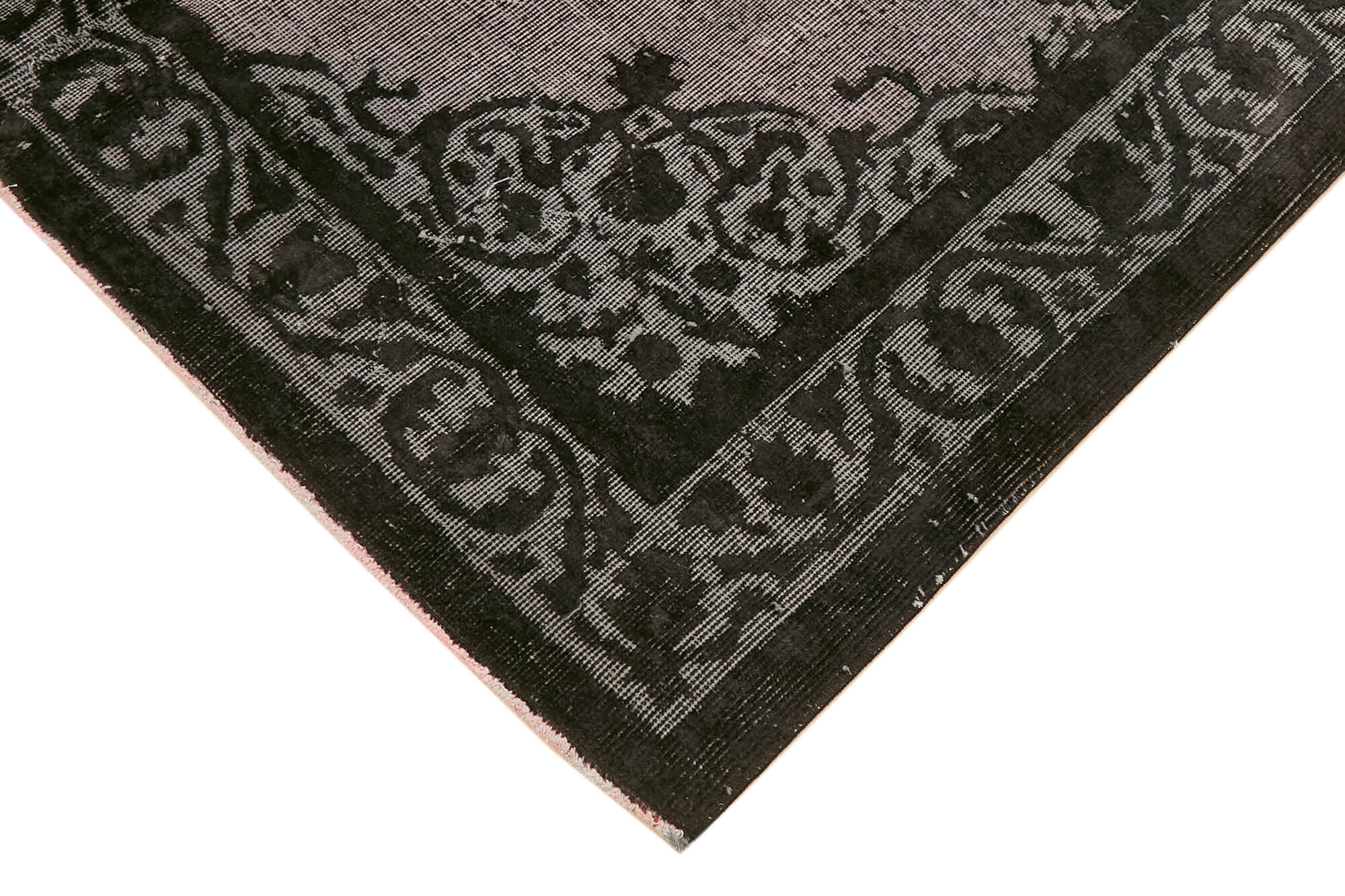 Hand-knotted carved anatolian 1970s 173 cm x 244 cm black carpet