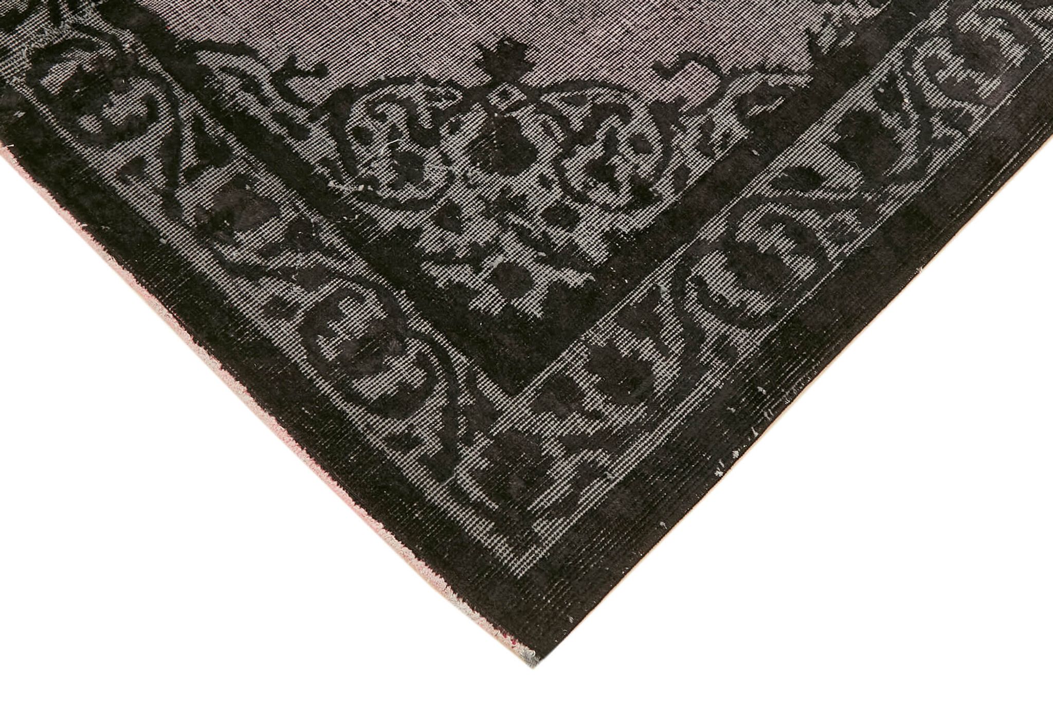 Hand-knotted carved anatolian 1970s 173 cm x 244 cm black carpet