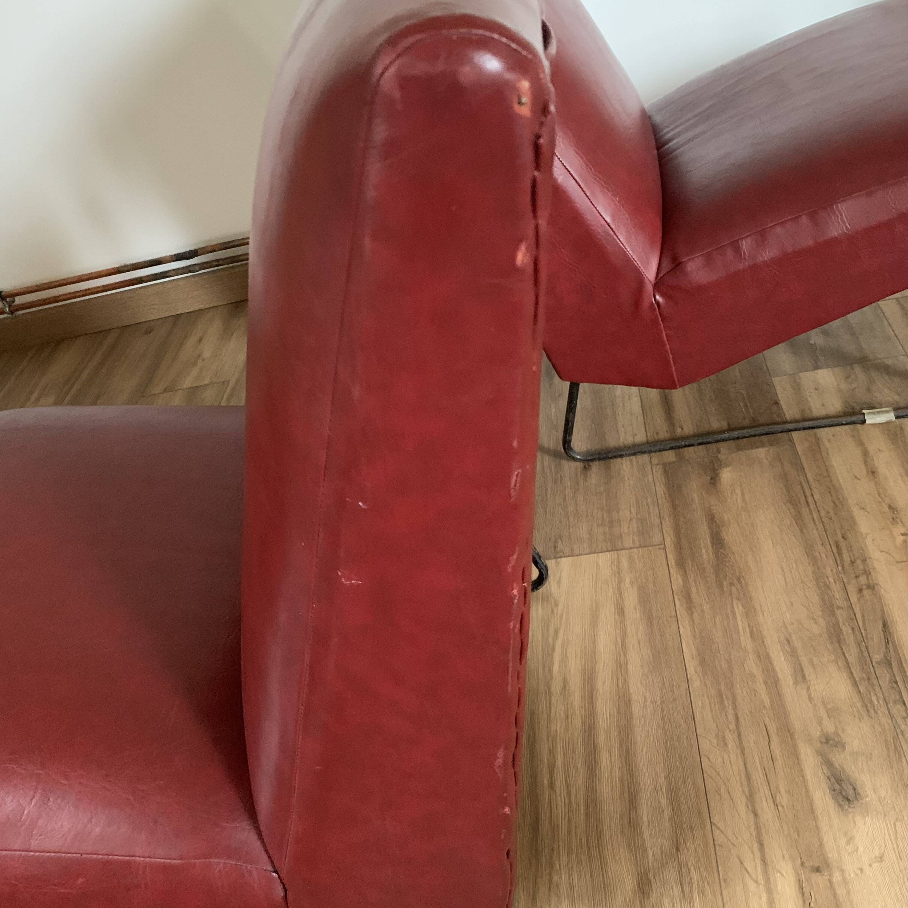 Pair of vintage burgundy red armchairs