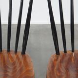 Set of 2 beautiful 1960s vintage Scandinavian design dining chairs with spindle backrests
