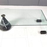 Postmodern black marble and glass coffee table, 1980s