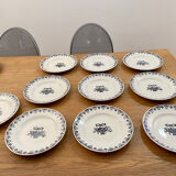 Service of 10 flat ceramic plates St Amand Marie-Rose vintage 20s/30s