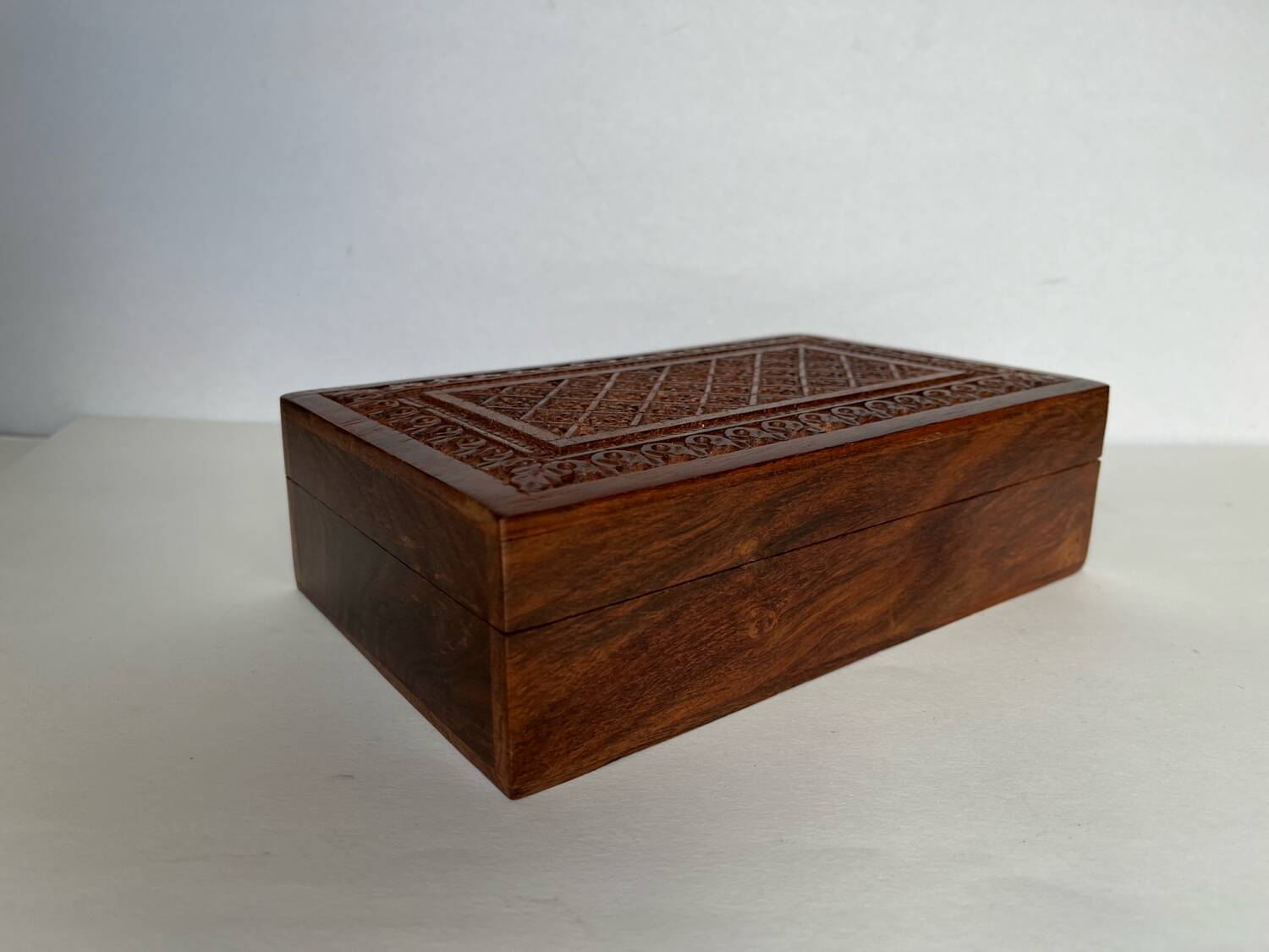 Carved wooden jewelry box
