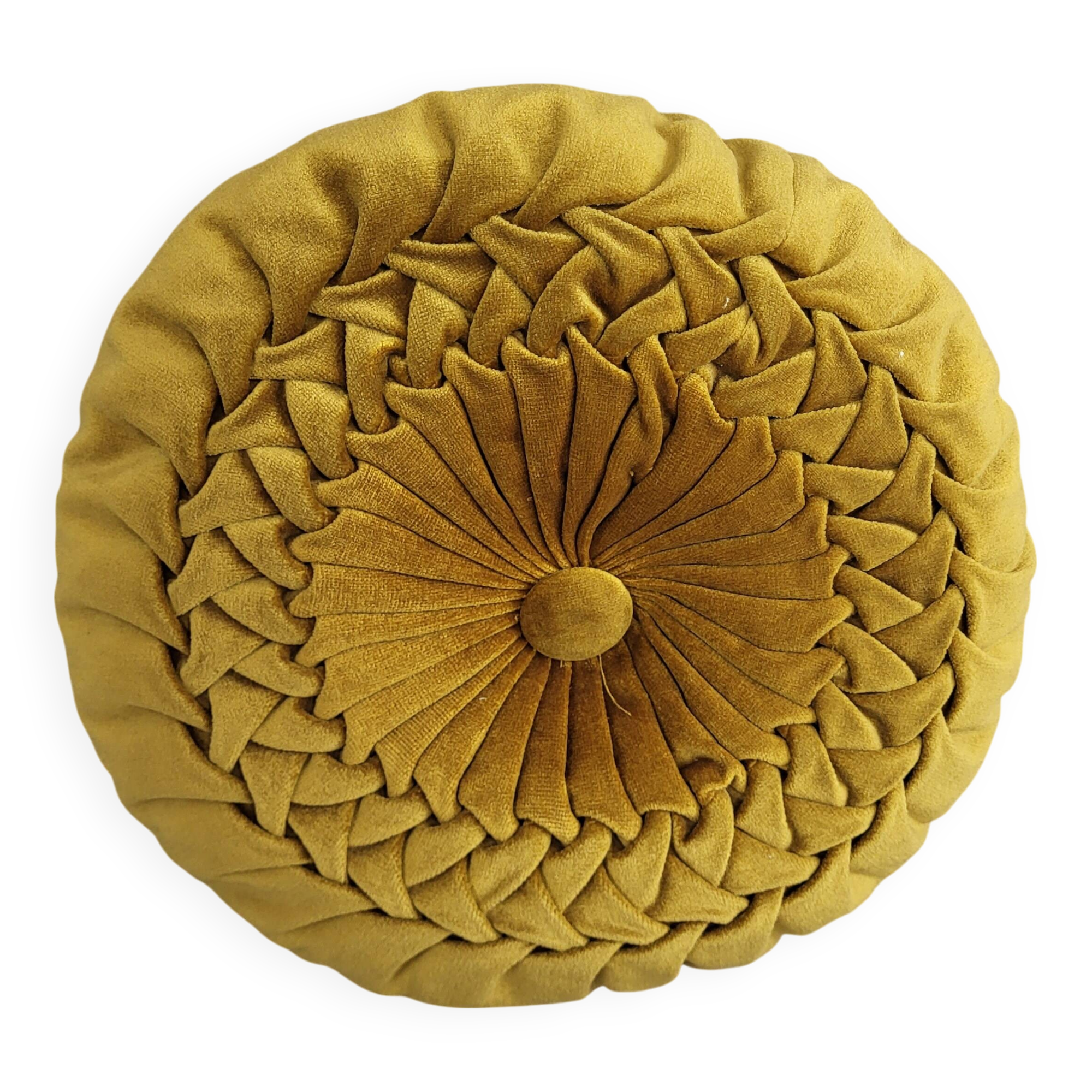 Round pleated velvet cushion
