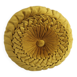Round pleated velvet cushion