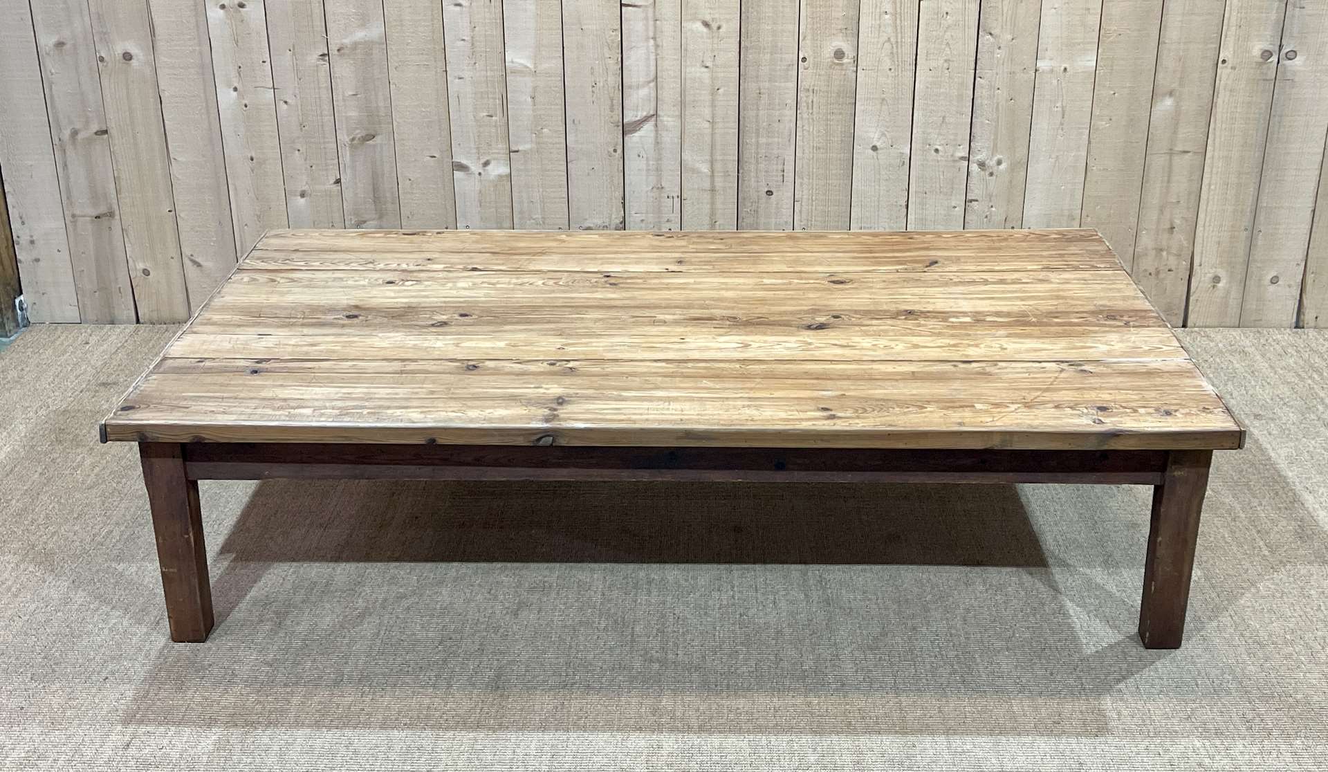 Large 1930s pitch pine coffee table