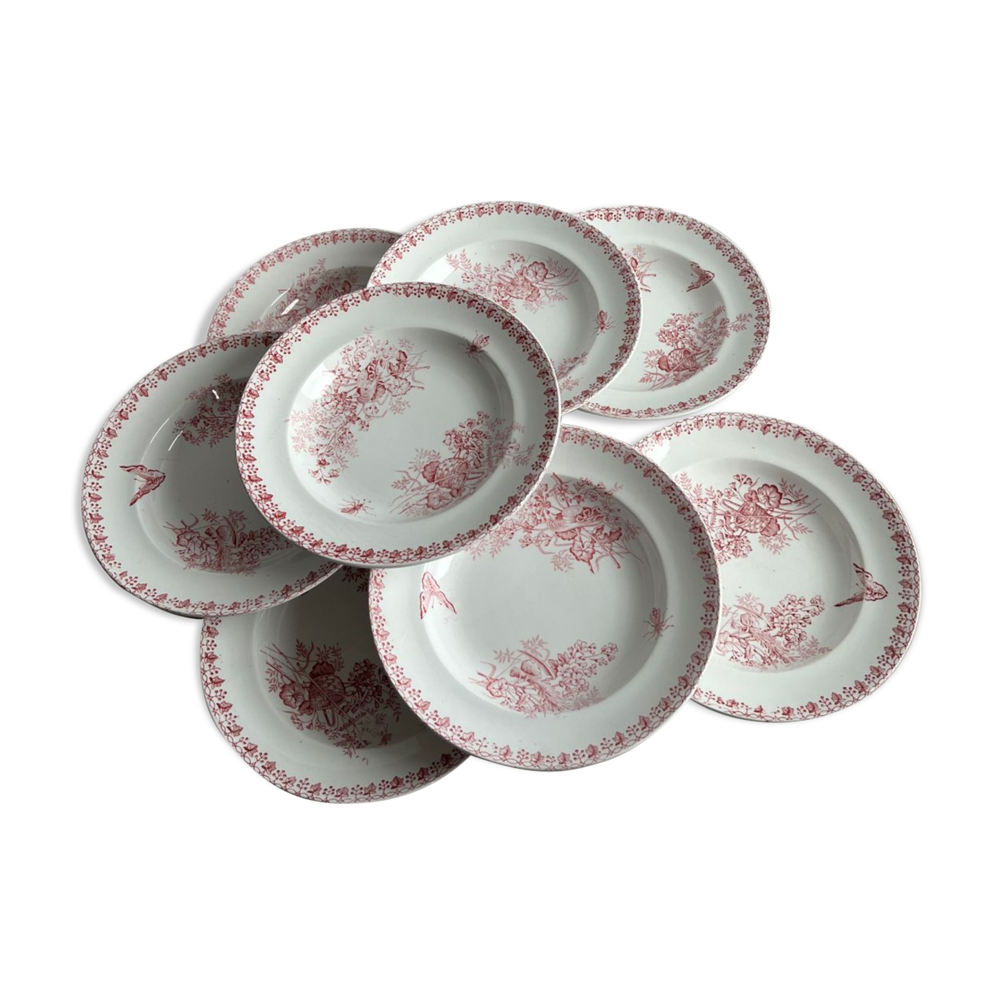 Set of 8 hollow plates - Onnaing Moisson Terre de fer