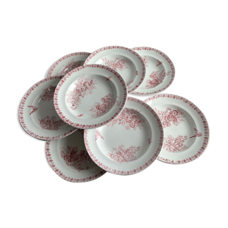 Set of 8 hollow plates - Onnaing Moisson Terre de fer