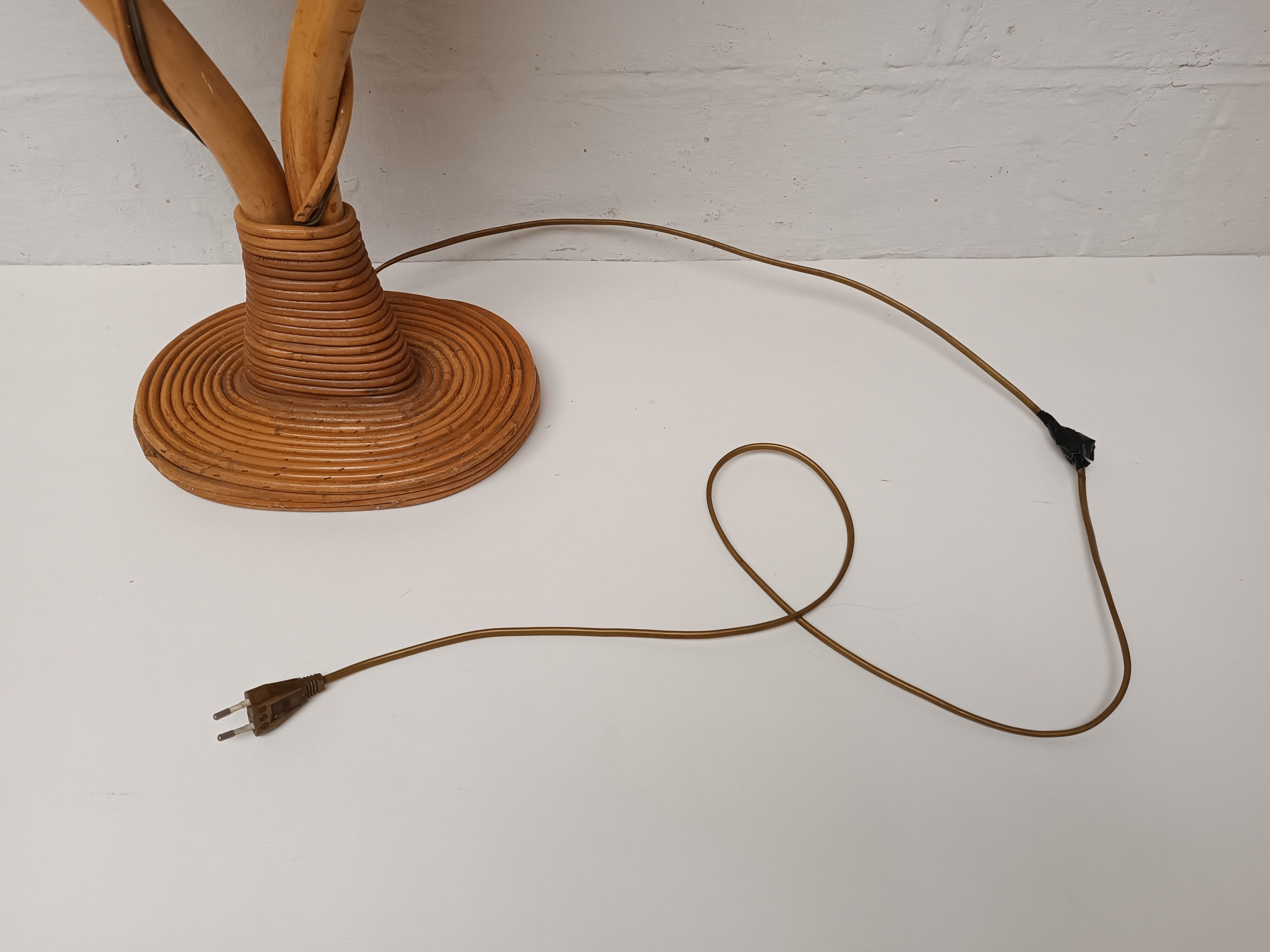 Bamboo and rattan floor lamp 2 fires 60s