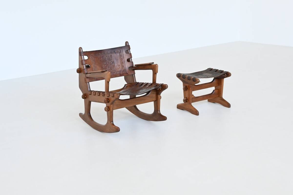 Angel Pazmino rocking chair and hocker Muebles de Estilo Ecuador 1960