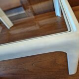 Coffee table in white lacquered wood with glass top, 1960s
