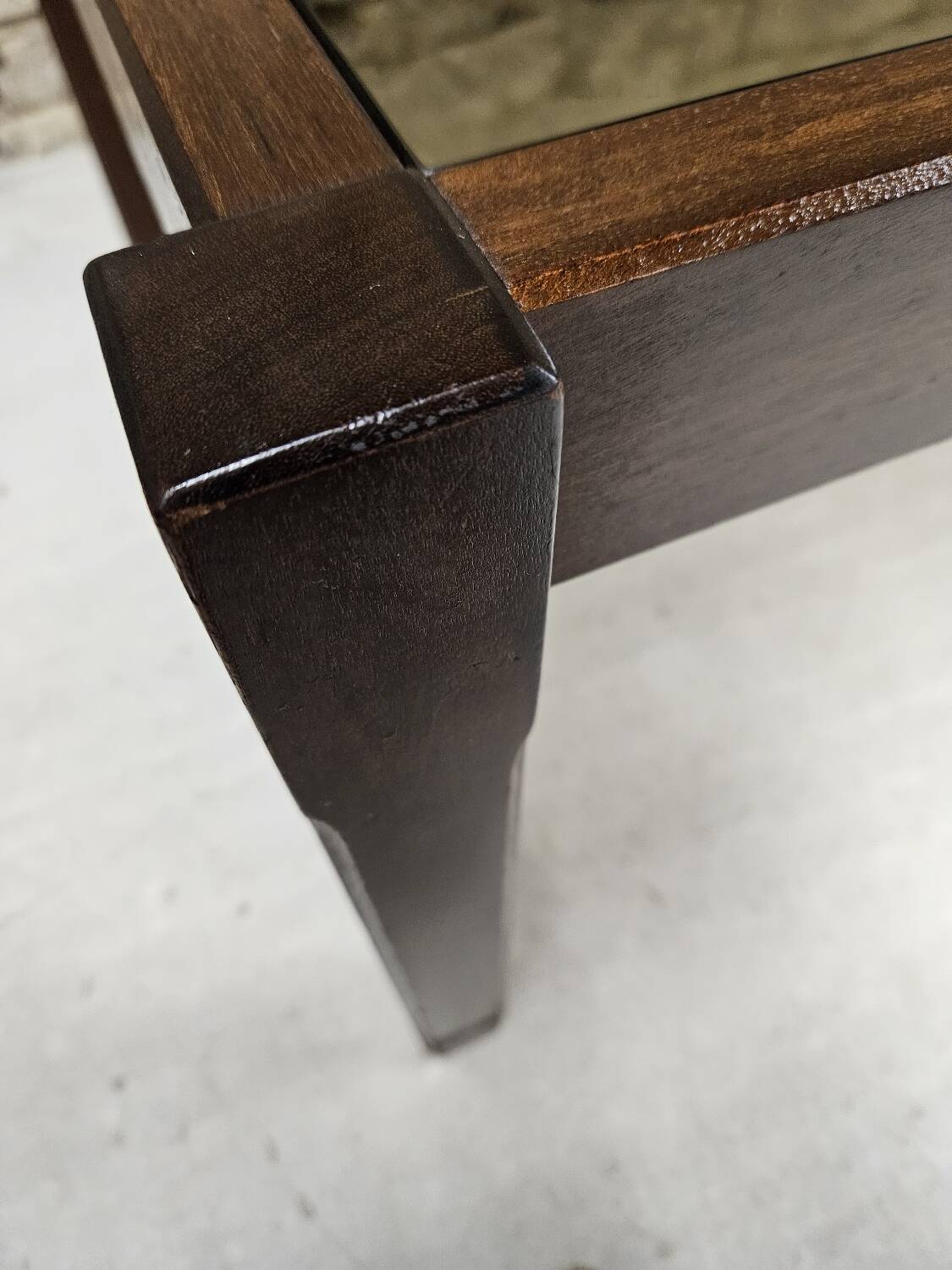 Teak coffee table with smoked glass 1970"