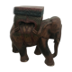 Tabouret éléphant en bois sculpté polychromie