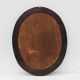 Spanish Brutalist Oval Mirror in Hand-Carved Wood with Brass Studs