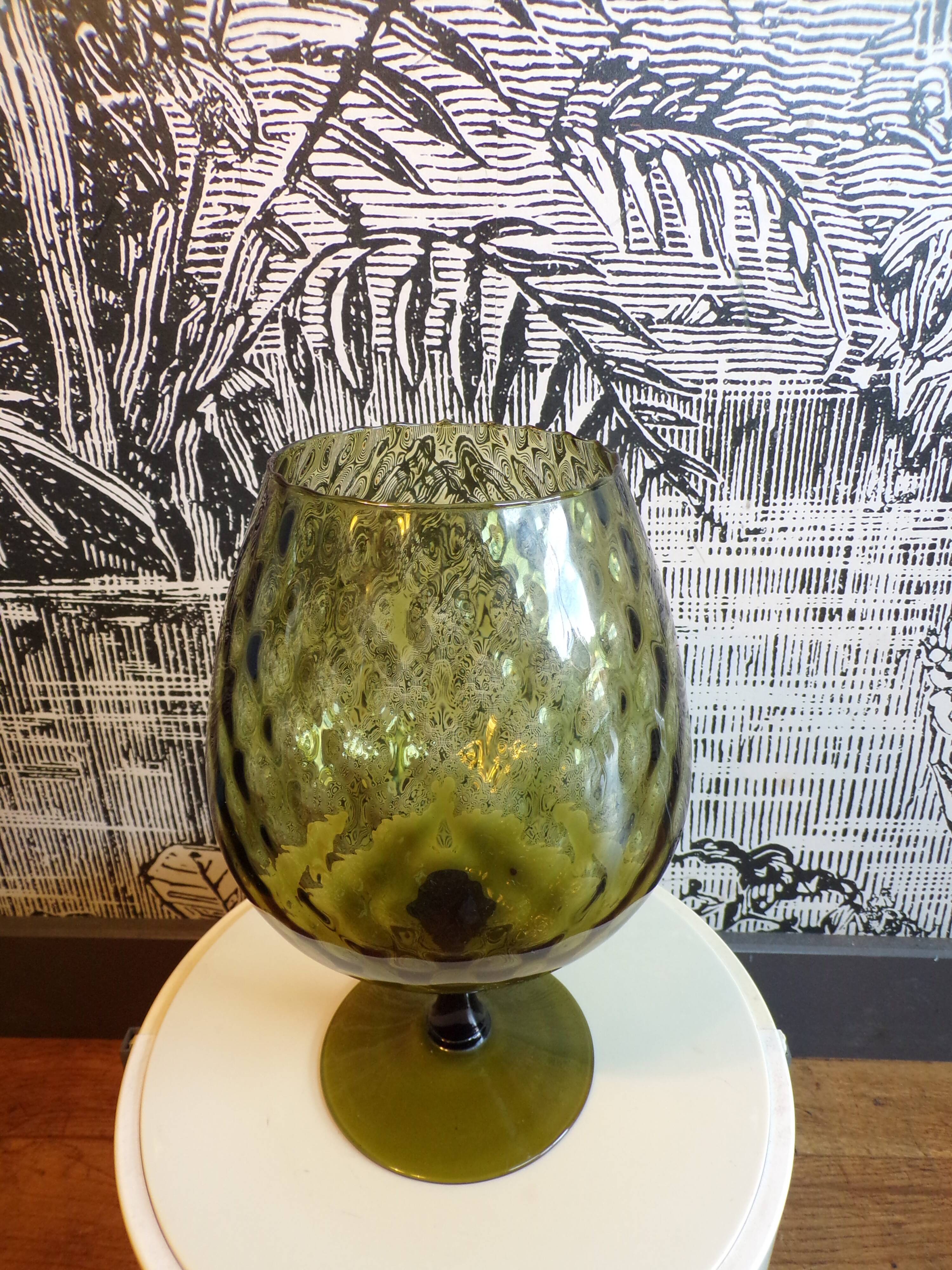 Khaki green empolied vase h=33cm