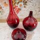 Lot of 3 vintage vases in burgundy red glass 3 sizes