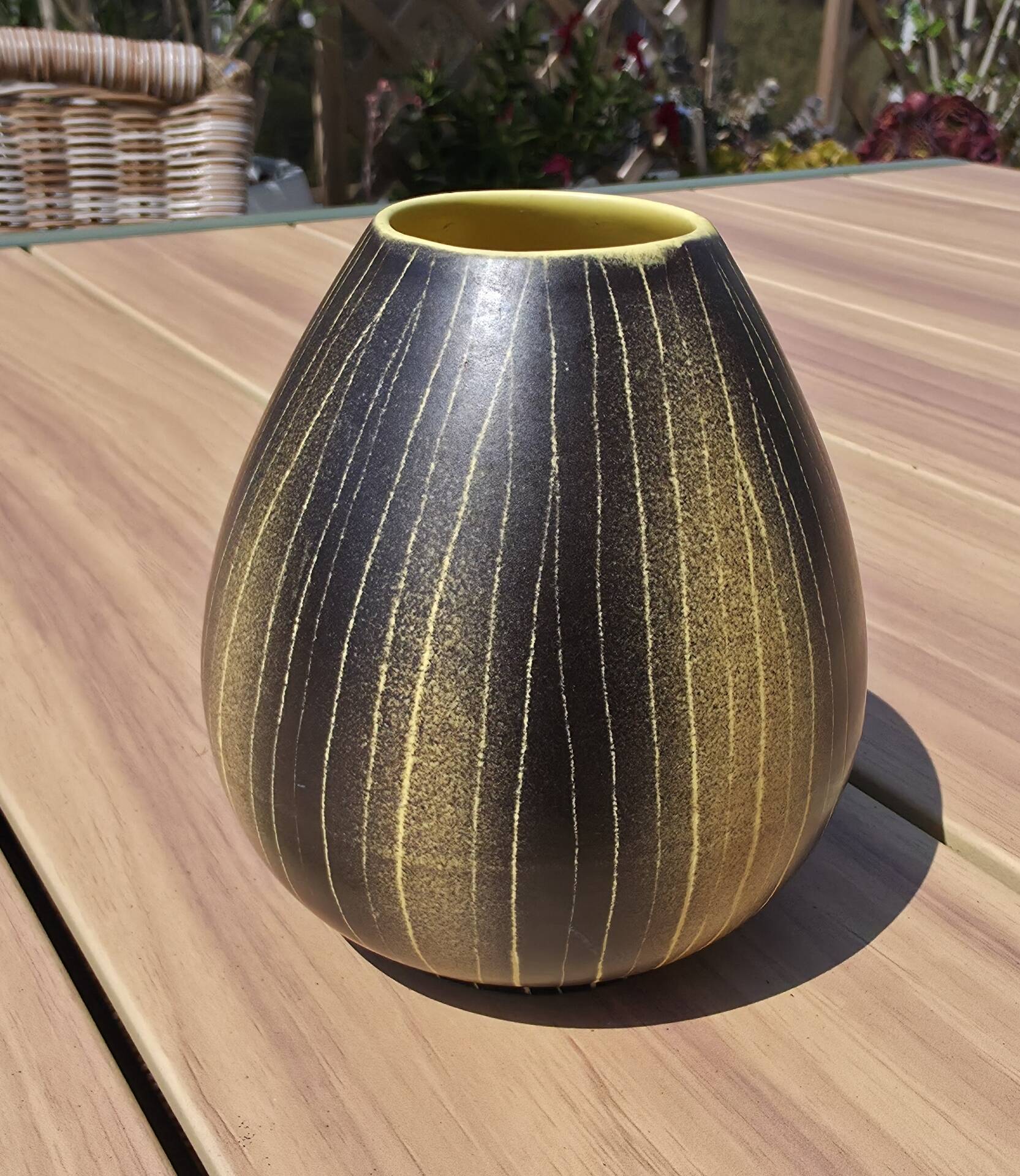 Saint-Clément Vintage Ovoid Vase – 1950s/60s Ceramic – Numbered