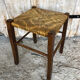 Wooden stool + vintage woven straw seat