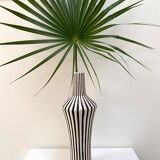 Graphic ceramic vase with black and white stripes