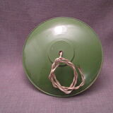 Old hanging lamp in green enamelled sheet metal