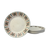 Set of 6 flat plates stamped "k&g lunéville", model "mariette"