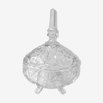 Art Deco - style bonboniere made of lead crystal glass, vintage from the 1940s