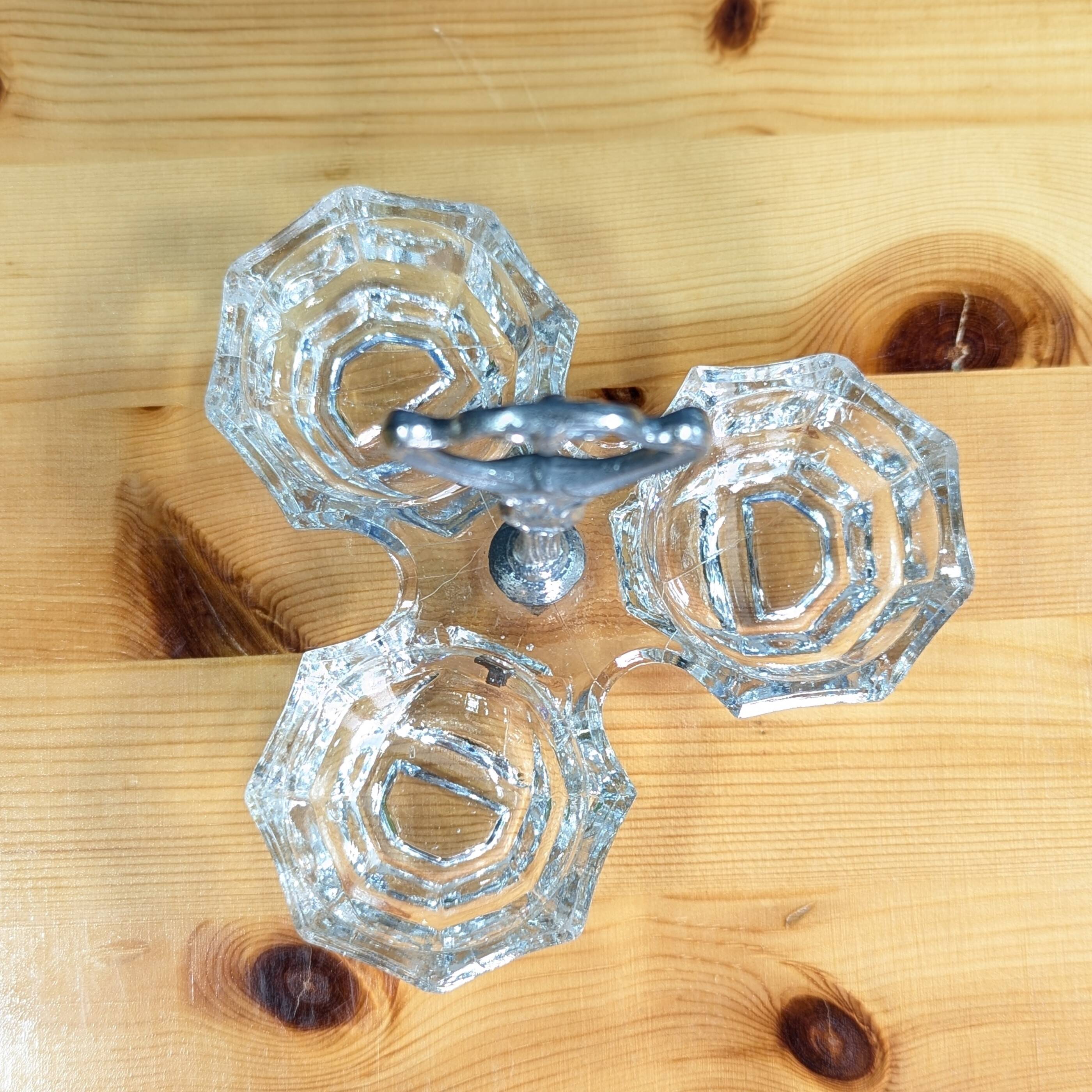 Old Crystal and Silver Metal Salt Cellar Condiments Salt Pepper