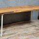 Brutalist dining table in wood and iron, 20th century