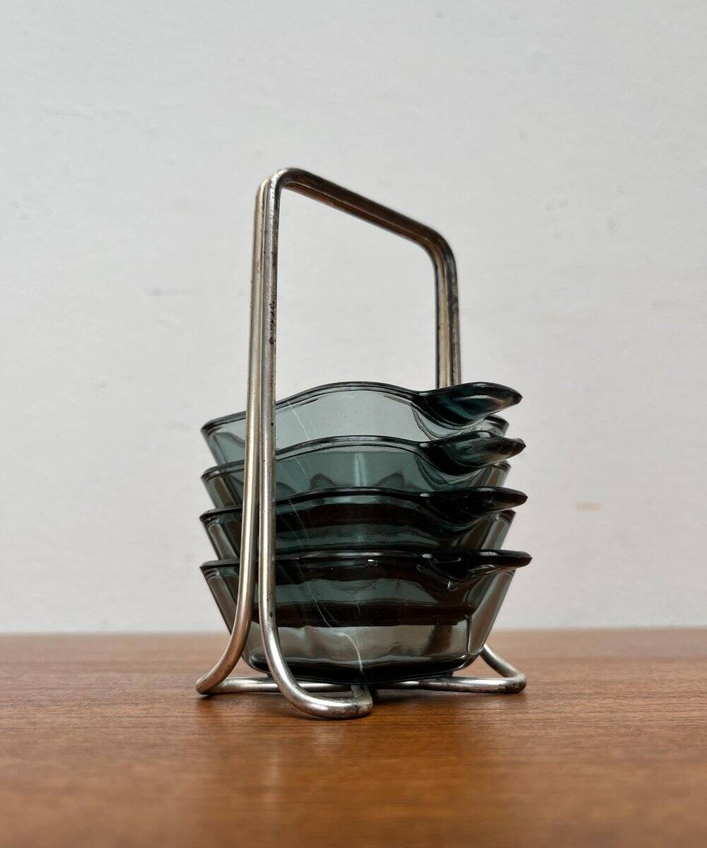 Stackable German ashtrays from the mid-century by Wilhelm Wagenfeld for WMF, 1960s, set of 5.