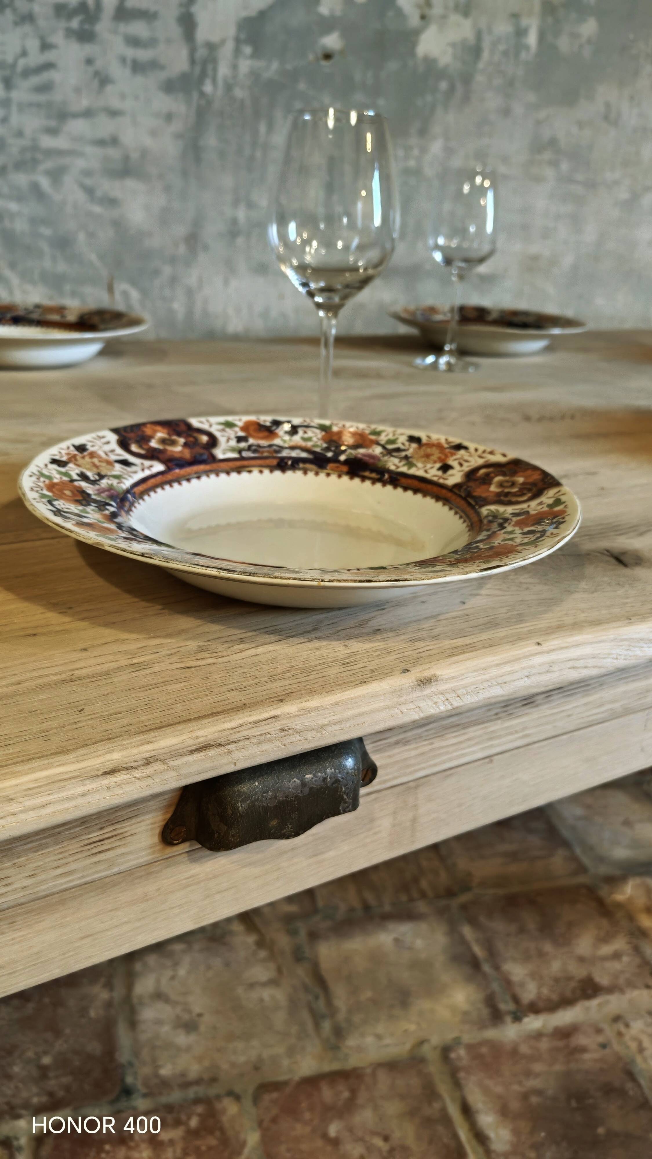 French solid oak farmhouse table 239x89 Raw patinated