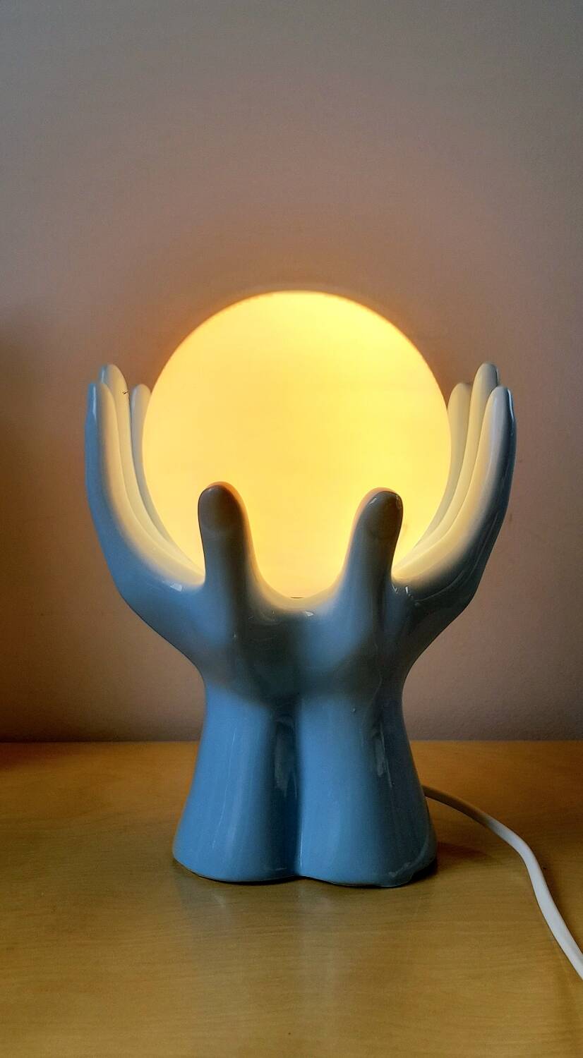 80s enameled ceramic hand lamp