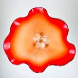 Vintage Murano vase in red and white, Italy, 1970s.