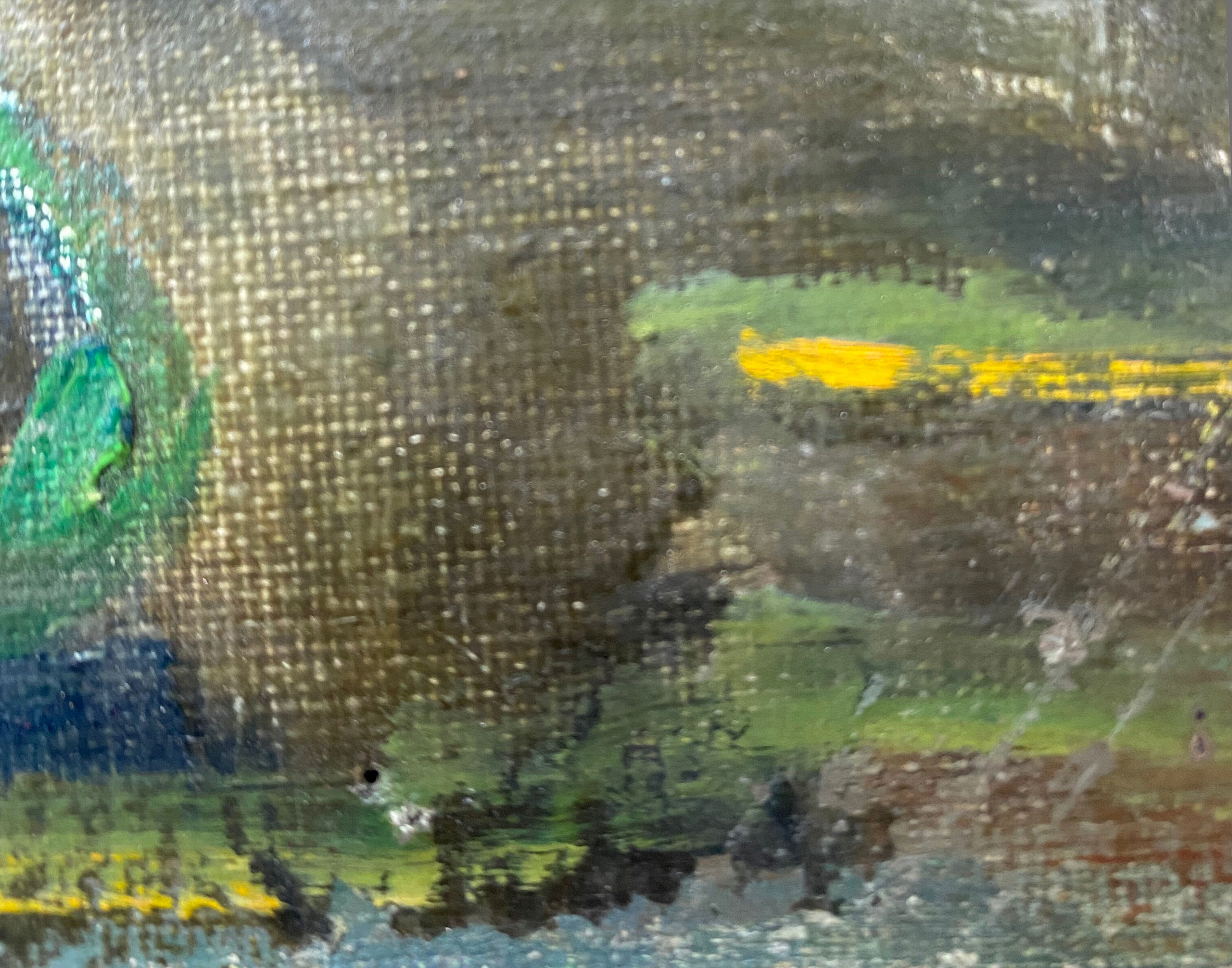 Animated marine painting "terrace by the sea" sailboats lighthouse hst/p