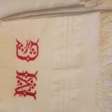 Set of 6 towels cotton i honeycomb fringes 1930 50