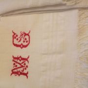 Set of 6 towels cotton i honeycomb fringes 1930 50