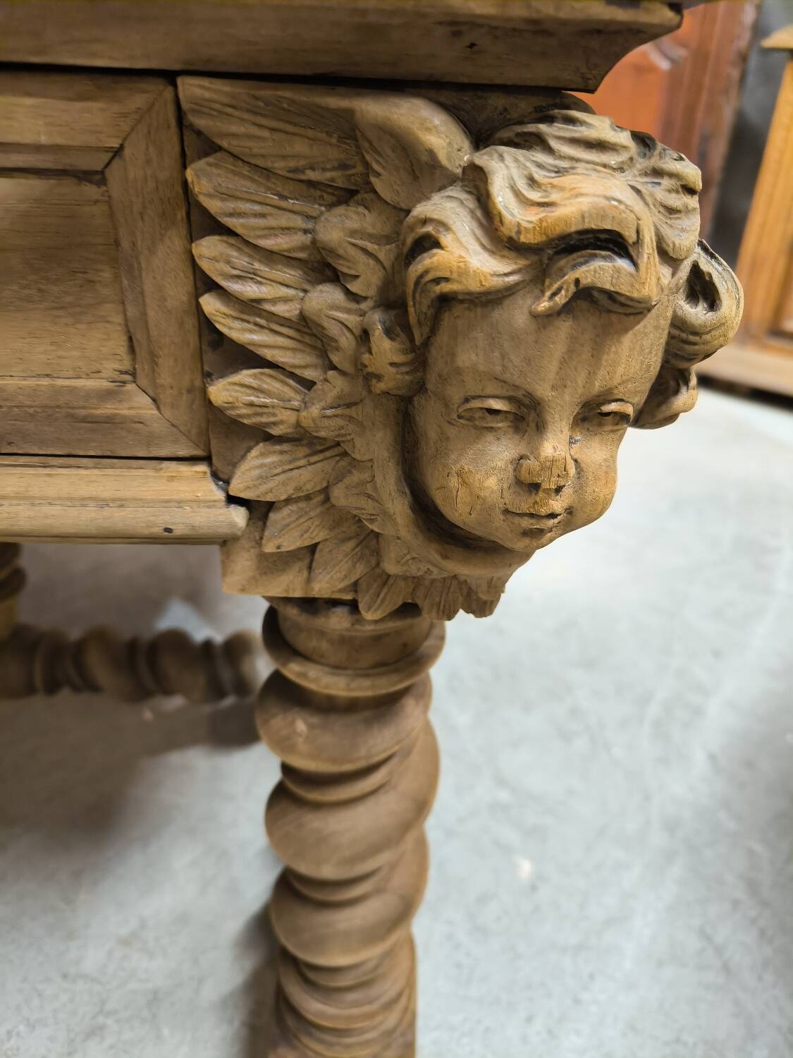 19th century desk in natural solid walnut.